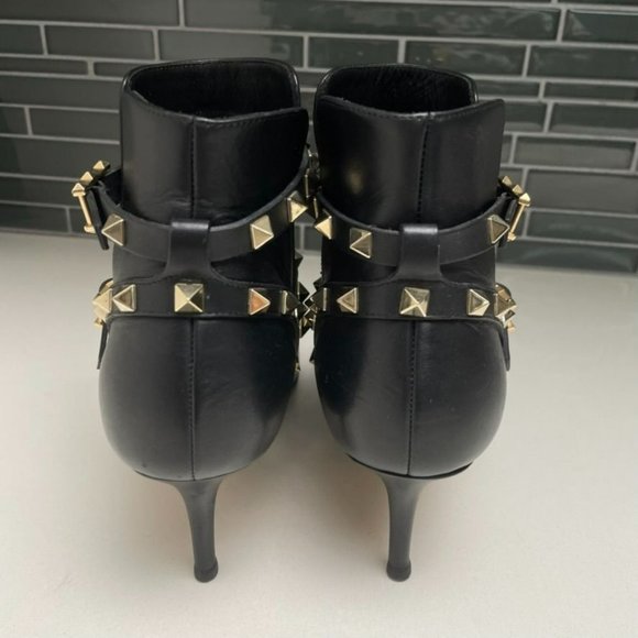VALENTINO Garavani Black Leather Rockstud Moto Ankle Booties - IT 39/US 9 - Picture 4 of 11